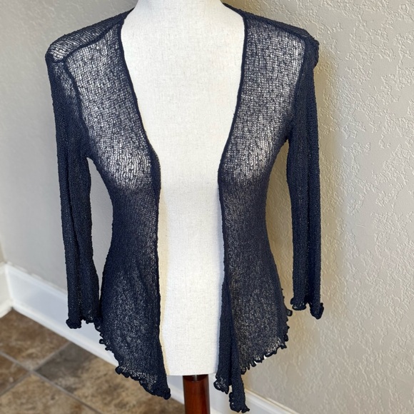 Island Tribe Knits Mesh Cardigan Midnight Navy Open Front One Size NWT - Picture 7 of 7